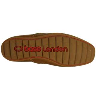 Mens Leather Base London Designer Smart Moccasin Tan Brown Shoes Size 