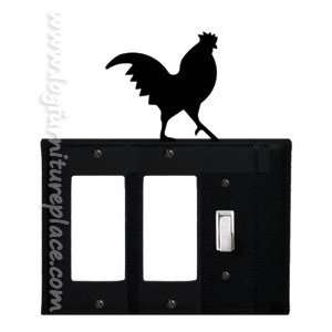    Wrought Iron Rooster Triple GFI/GFI/Switch Cover