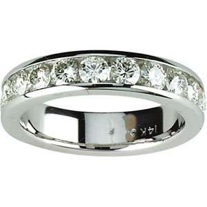   /03.00 Mm Created Moissanite Anniversary Band In 14K Whitegold Size 6