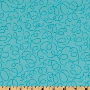 44 Wide Timeless Treasure Owl Dotted Squiggly Aqua Fabric By The 