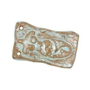  Gaea Ceramic Aqua on Tan Mermaid 32 36x54 57mm Charms 