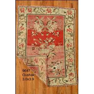    3x3 Hand Knotted Oushak Turkey Rug   30x39