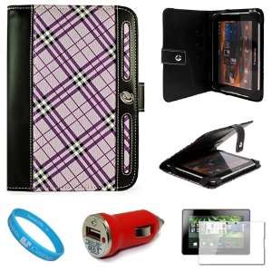  Carrying Case Cover, Purple Plaid for Blackberry Playbook 7 inch 