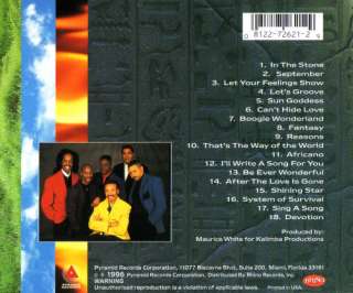 CD BACK COVER OF EWFS EARTH WIND & FIRES GREATEST HITS LIVE WITH 