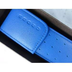   Italian Autocross Electric Blue Leather , Double Flip Top Pen Pouch