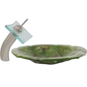  Geyser Emerald Reef Bathroom Glass Vessel Sink and Brushed 