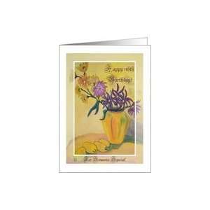  Happy 116th Birthday, Yellow Vase Flowers Card Toys 