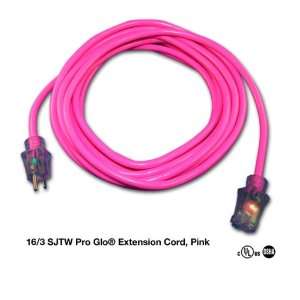 25 Foot 16 Gauge SJTW Pro Glo Lighted Outdoor Extension Cord w/Ground 