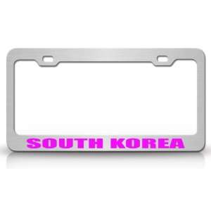 SOUTH KOREA Country Steel Auto License Plate Frame Tag Holder, Chrome 