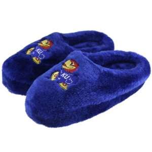  Kansas Jayhawks Royal Blue Ladies Fuzzy Slippers Sports 