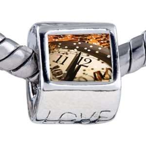 Close To 12 Oclock Engraved Love Silver Beads Gift Fits Pandora Charm 
