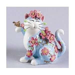  Ms Cherry Blossom   WhimsiClay Feline Floral Fantasy Cat 