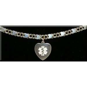  14KT Ladies Fancy Heart Double Link Style Medical ID Charm 