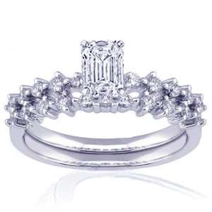  1.35 Ct Emerald Cut Diamond Engagement Wedding Rings Prong 