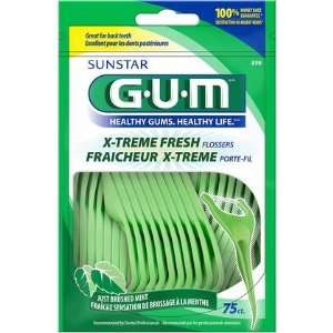  GUM Extreme Fresh Mint Flossers  75ct Health & Personal 