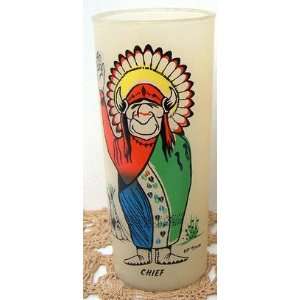    Frosted Indian Drinking Glass By Bill Lores Chief 
