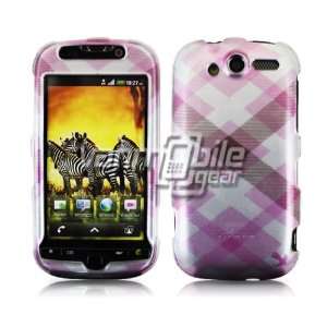  PINK/BROWN CROSS PLAID CASE + LCD SCREEN PROTECTOR for HTC 