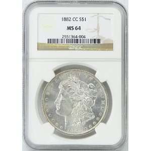  1882 CC MS64 Morgan Silver Dollar Graded by NGC 