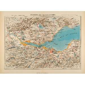 1882 Photolithographed Map Edinburgh Firth Forth Scotland Linlithogow 