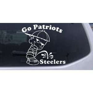 White 10in X 10.8in    Go Patriots Pee On Steelers Car Window Wall 