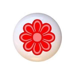  Funky Flowers 1960s look Red Mod Drawer Pull Knob