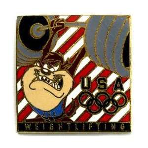  Warner Brothers Looney Tunes Taz Olympic Weightlifting Pin 