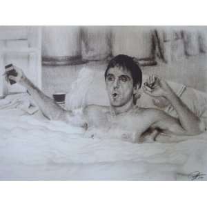  Scarface (1983)   Al Pacino taking a bath Sketch Portrait 