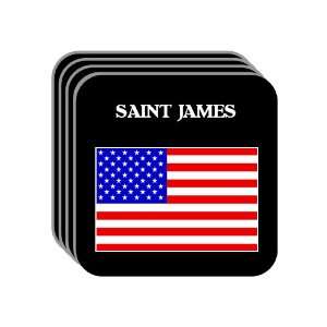 US Flag   Saint James, New York (NY) Set of 4 Mini Mousepad Coasters