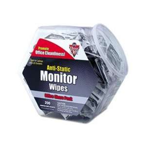 Antistatic Monitor Wipes  Office Share Pack, 5 x 6, 200 
