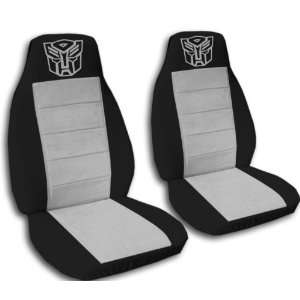  2 Black and Silver Robot car seat covers for a 2001 