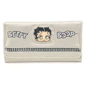 Classic Beauty Queen Betty Boop Long Trifold Wallet in Diamond Bling 