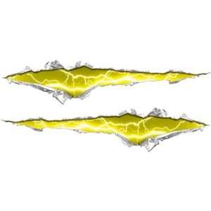  Ripped / Torn Metal Look Decals Lightning Yellow   4 h x 