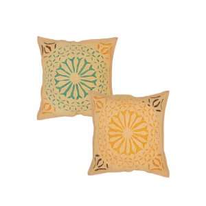  2 Pcs Indian Cotton Patch & Cut Work Ethnic Pillow Cushion 