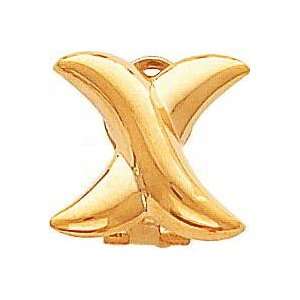  14K Gold X Omega Back Stud Earrings Jewelry New D 
