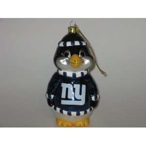 NEW YORK GIANTS 5 1/2 tall and 3 wide Blown Glass Penguin CHRISTMAS 