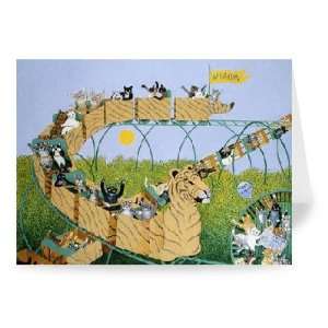 Roller Coaster (oil on canvas) by Pat Scott   Greeting Card (Pack of 2 