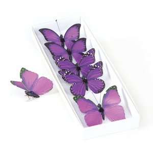   Botanical Decorative Purple Butterfly Ornament Clips