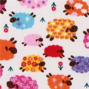 cute colourful sheeps fabric with glitter Kokka Japan 