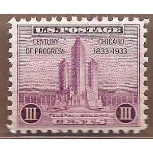  Stamps US Federal Building Chicago 1933 Scott 729 Very 