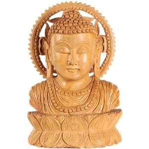  Buddha Bust   Kadamba Wood Sculpture