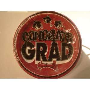   Congrats Grad Burgundy Berry Red Party Plates Dessert 7in 20 Count