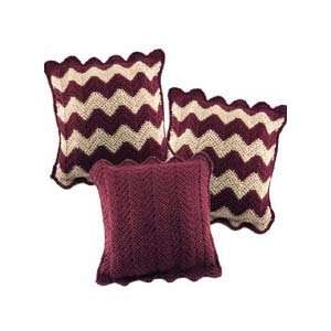  Simple Ripple & Burgundy Pillows Crochet Kit, Set of 3 