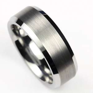 8mm Brushed Mens Tungsten Carbide Wedding Band Anniversary Ring