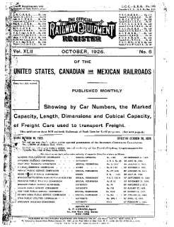 October of 1926 Official Equipment Register on CD  