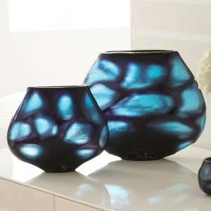  Blues Carved Glass Window Vase Set of 2