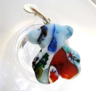 AUTHENTIC TOUS CARNAVAL MURANO GLASS AND SILVER BEAR PENDANT   NEW 
