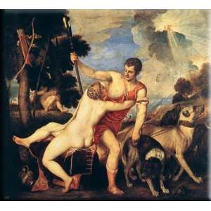  Venus and Adonis 30x27 Streched Canvas Art by Titian