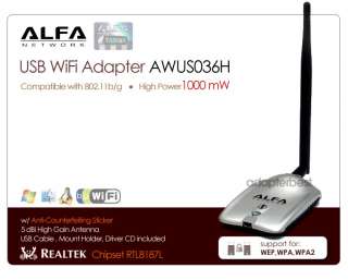 ALFA NETWORK AWUS036H 1W 1000mW Wireless G USB Adapter  