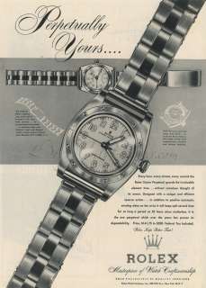 Original BW vintage 1950 Rolex Oyster Perpetual watch ad, Linen backed 