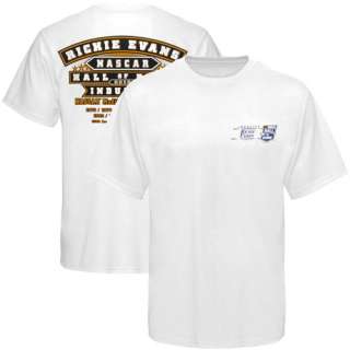 Checkered Flag Richie Evans Hall of Fame Driver T Shirt   White  
